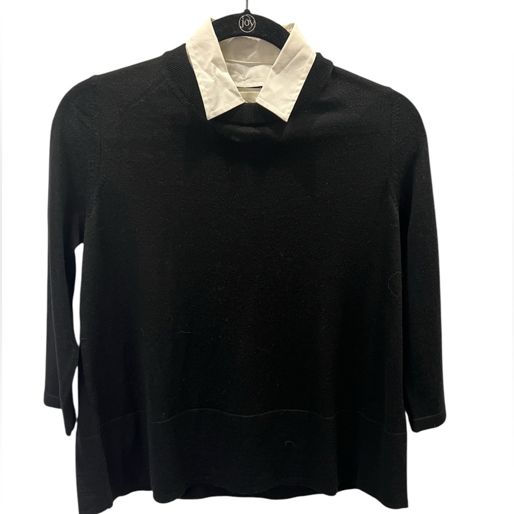 Kate Spade Broome Street Black Wool Sweater with Removable Collar Size XS